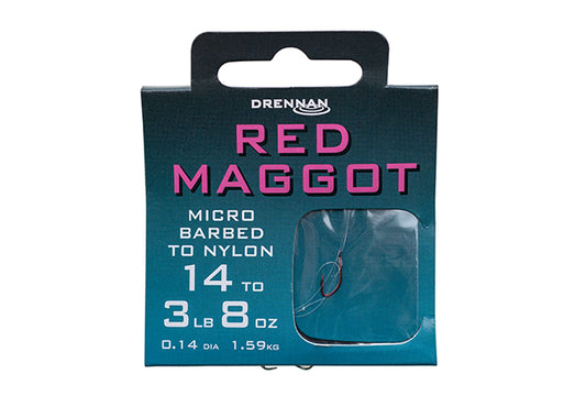Drennan Barbed Red Maggot Hooks To Nylon
