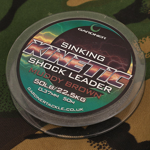 Gardner Sinking Kinetic Shock Leader 50lb 50m Brown