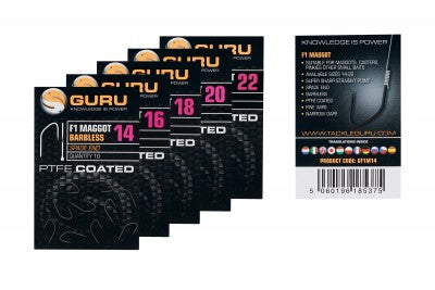 Guru F1 Maggot Spade End Hooks Barbless